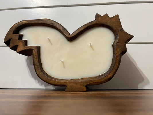 SOTO Candle Co-Wooden Rooster shaped bowl Soy Candle Non Toxic & All Natural