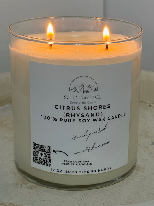 Citrus Shores – Tumbler Candle (17 oz) | 2 Wick | Inspired by a Certain High Lord | Clean Soy, Pet-Safe, Hand-Poured