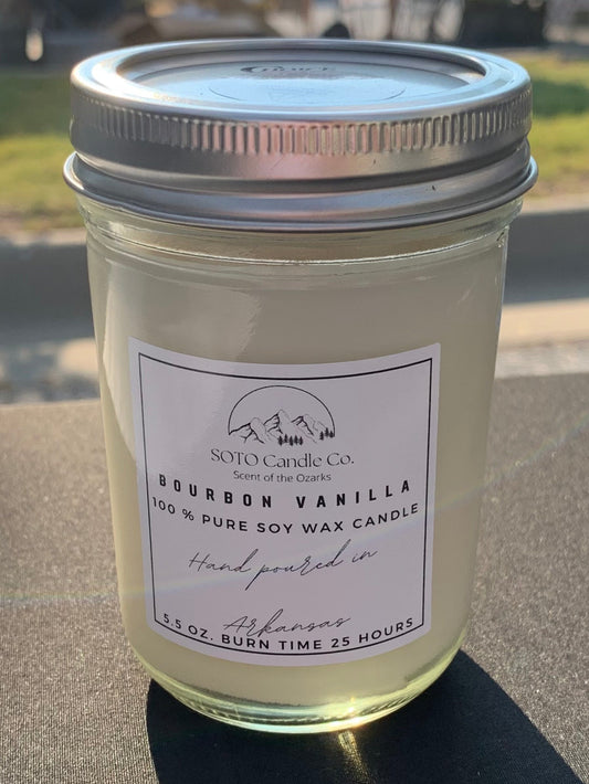 Bourbon Vanilla – Mason Jar Candle (5.5 oz) | Warm, Boozy, Bold | Clean Soy, Pet-Safe, Hand-Poured