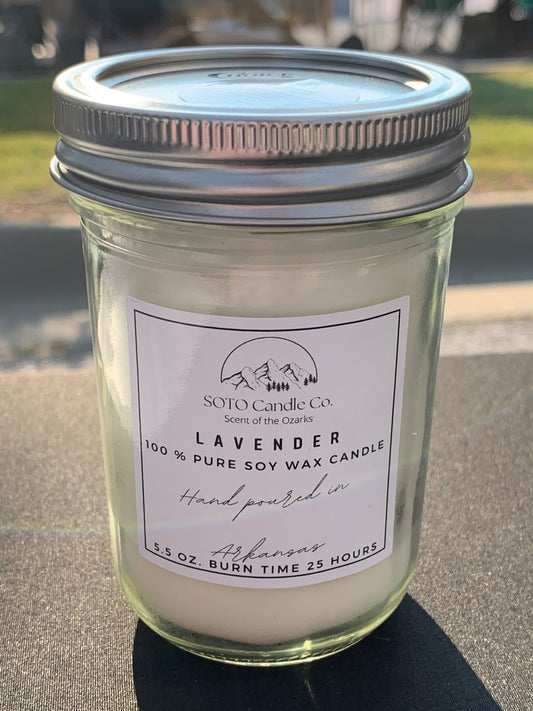 Lavender – Mason Jar Candle (5.5 oz) | Fresh, Calming, Botanical | Clean Soy, Pet-Safe, Hand-Poured