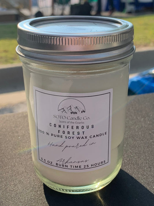 Coniferous Forest – Mason Jar Candle (5.5 oz) | Fresh, Woodsy, Outdoorsy | Clean Soy, Pet-Safe, Hand-Poured
