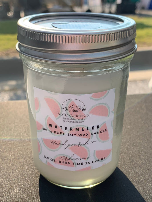Watermelon – Mason Jar Candle (5.5 oz) | Sweet, Juicy, Candy Crush | Clean Soy, Pet-Safe, Hand-Poured