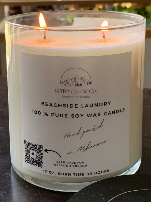 Beachside Laundry – Tumbler Candle (17 oz) | 2 Wick | Clean, Coastal, Fresh | Clean Soy, Pet-Safe, Hand-Poured