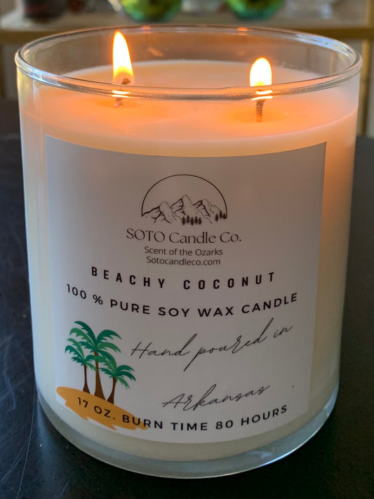 Beachy Coconut – Tumbler Candle (17 oz) | 2 Wick | Creamy, Tropical | Clean Soy, Pet-Safe, Hand-Poured