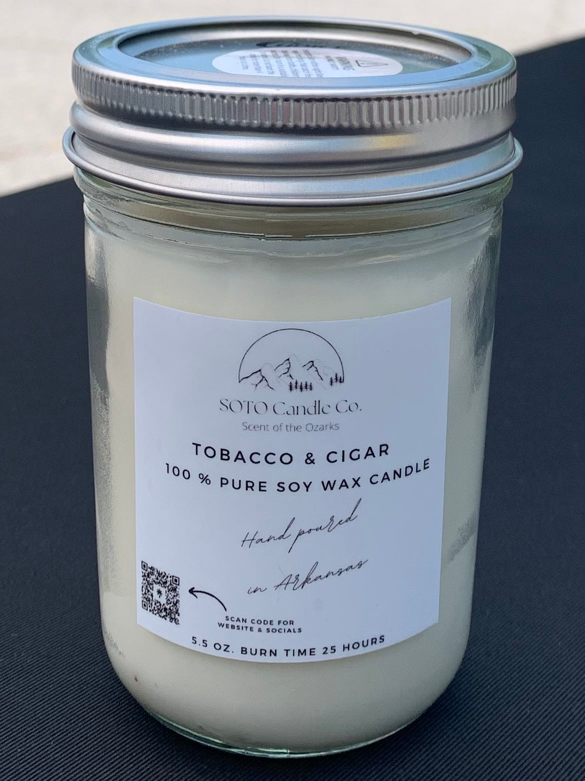 Tobacco & Cigar – Mason Jar Candle (5.5 oz) | Rich, Smoky | Clean Soy, Pet-Safe, Hand-Poured