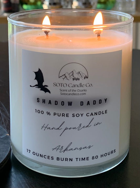 Shadow Daddy – Tumbler Candle (17 oz) | 2 Wick | Fresh, Bold, Leather | Clean Soy, Pet-Safe, Hand-Poured