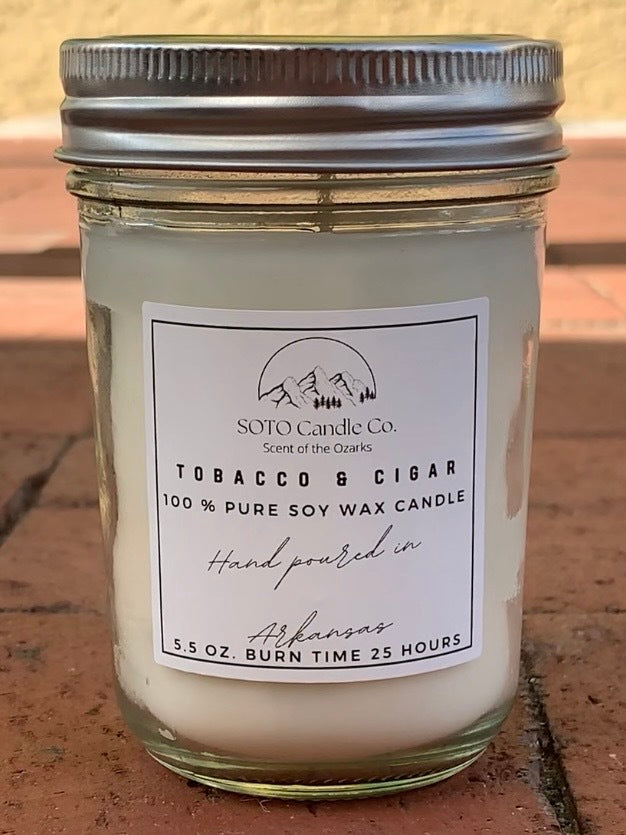 Tobacco & Cigar – Mason Jar Candle (5.5 oz) | Rich, Smoky | Clean Soy, Pet-Safe, Hand-Poured
