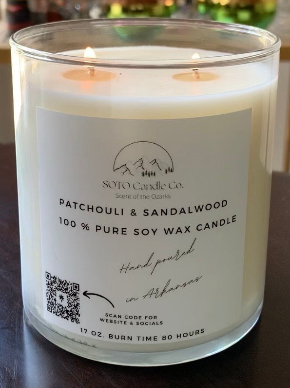Patchouli & Sandalwood – Tumbler Candle (17 oz) | 2 Wick | Earthy, Warm, Woodsy | Clean Soy, Pet-Safe, Hand-Poured