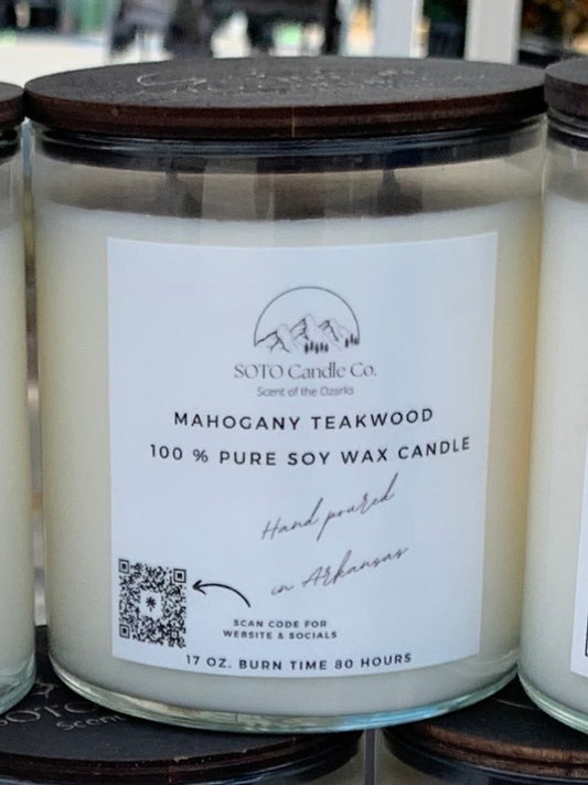 Mahogany Teakwood – Tumbler Candle (17 oz) | 2 Wick | Masculine, Warm, Smooth | Clean Soy, Pet-Safe, Hand-Poured