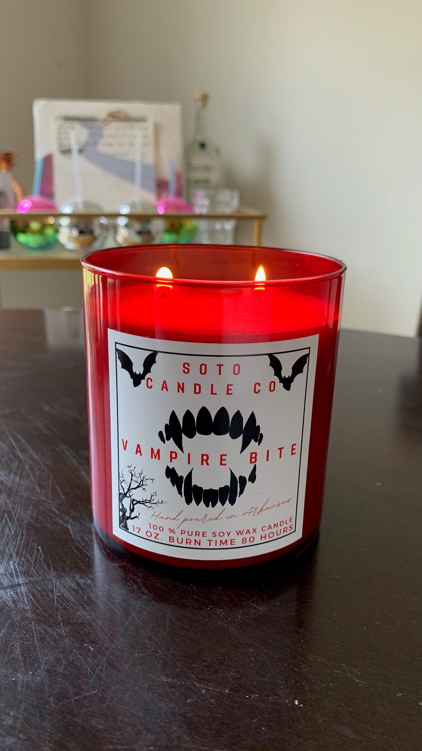 SPOOKY Red 2 Wick Halloween All Natural Soy Candle