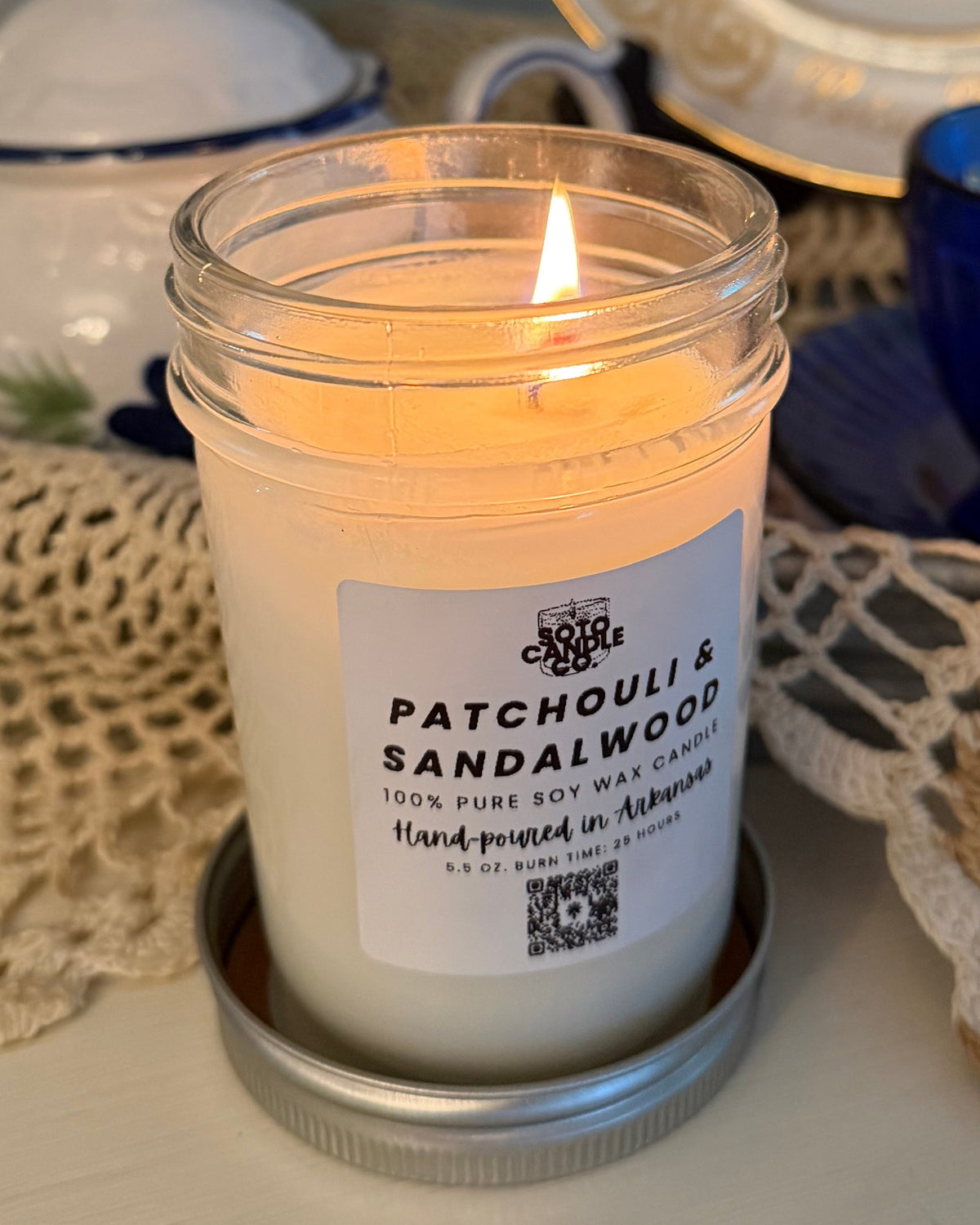 Patchouli & Sandalwood – Mason Jar Candle (5.5 oz)
