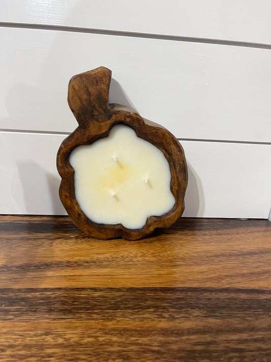 Mini Wooden Pumpkin bowl candle