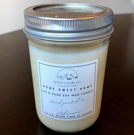 Home Sweet Home – Mason Jar Candle (5.5 oz) | 1 Wick | Warm, Cozy, Creamy | Clean Soy, Pet-Safe, Hand-Poured
