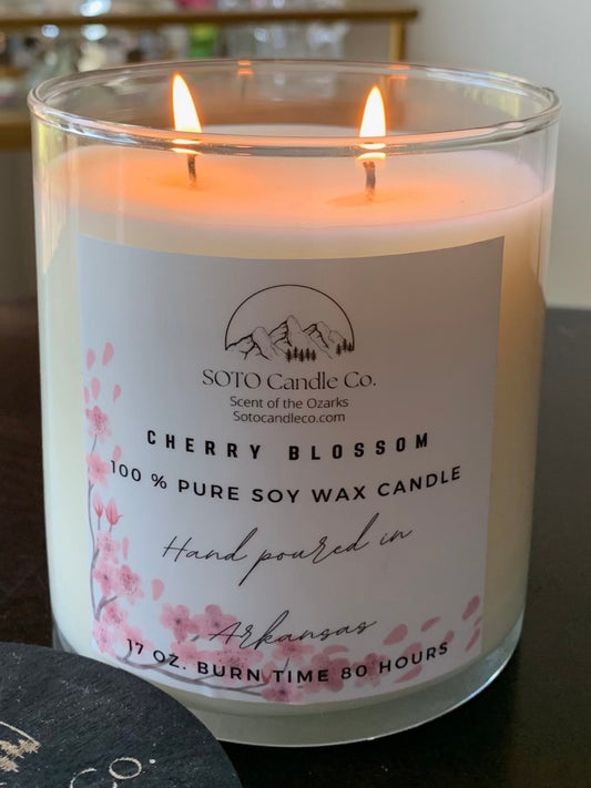 Cherry Blossom – Tumbler Candle (17 oz) | 2 Wick | Soft, Floral | Clean Soy, Pet-Safe, Hand-Poured