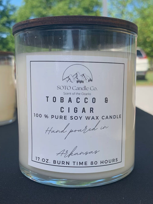 Tobacco & Cigar – Tumbler Candle (17 oz) | 2 Wick | Rich, Smoky | Clean Soy, Pet-Safe, Hand-Poured
