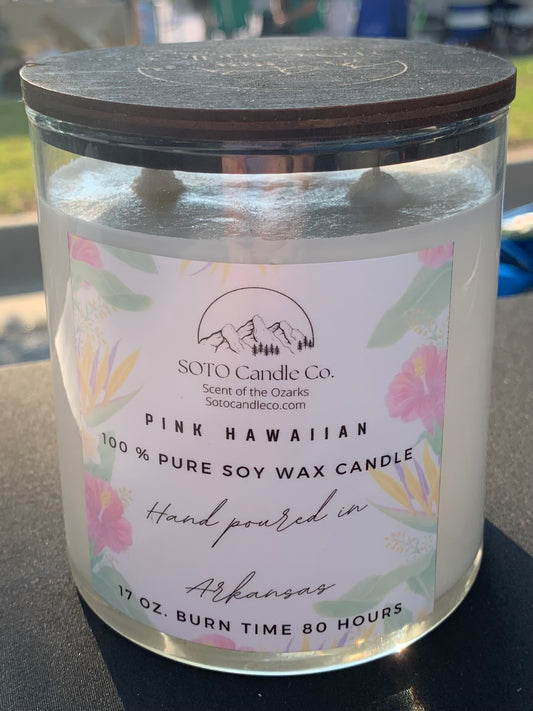 Pink Hawaiian – Tumbler Candle (17 oz) | 2 Wick | Tropical, Juicy | Clean Soy, Pet-Safe, Hand-Poured