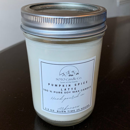 Pumpkin Spice Latte – Mason Jar Candle (5.5 oz) | 1 Wick | Warm, Cozy, Spiced | Clean Soy, Pet-Safe, Hand-Poured