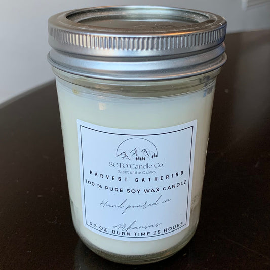 Harvest Gathering – Mason Jar Candle (5.5 oz) | 1 Wick | Spiced, Fruity, Cozy | Clean Soy, Pet-Safe, Hand-Poured